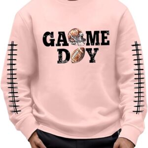 Game Day Football Sweatshirt for Men Graphic Print Sunday Shirt Casual Long Sleeve Crewneck Pullover Tops