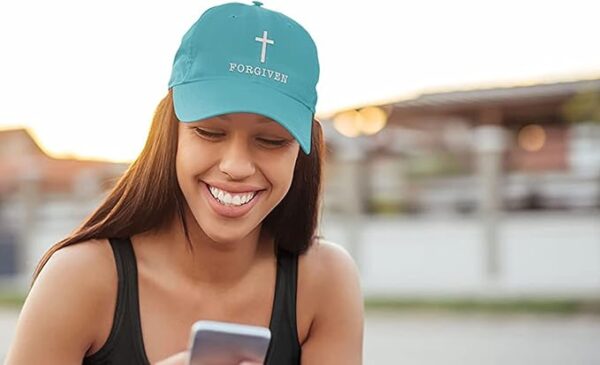 Womens Christian Hat Redeemed Nail Cross Jesus Pigment Dyed Cotton Twill Baseball Cap with Adjustable Buckle Back