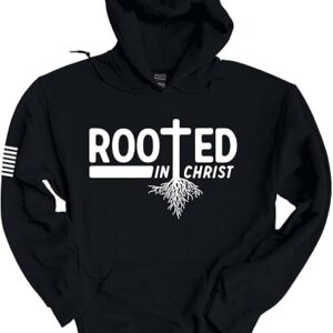 Mens Christian Hoodie Rooted In Christ Cross Hooded Sweatshirt Hoodie