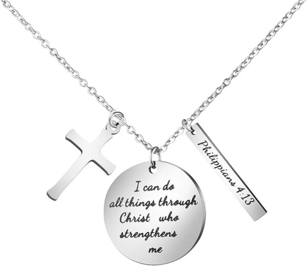 Bible Verse Cross Pendant 𝐂𝐡𝐫𝐢𝐬𝐭𝐢𝐚𝐧 𝐍𝐞𝐜𝐤𝐥𝐚𝐜𝐞𝐬 Prayer Charm Faith Religious Birthday Christmas Jewelry for 𝐖𝐨𝐦𝐞𝐧