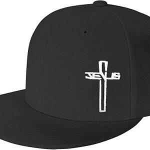 Snapback Hats for Men,Jesus Christian Cross Flat Brim Bill, Embroidery Adjustable Hip Hop Plain Baseball Cap